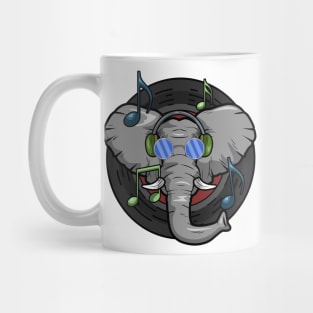 Elephant as Musician with Headphone Mug